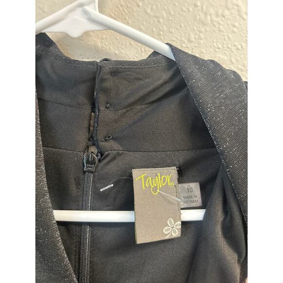 NWT Taylor Black Glitter Women’s Jersey Sleeveless Jumpsuit Pants sz 10 no sash - Picture 3 of 14